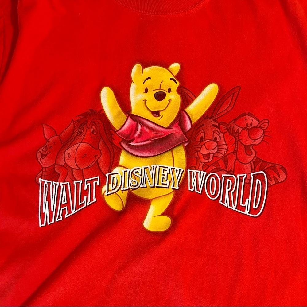 Vintage 90s Walt Disney World Winnie The Pooh Cartoon T-Shirt Adult Sz Lg Red - Picture 3 of 8